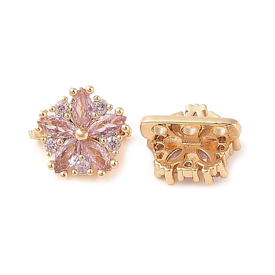 Brass Pave Cubic Zirconia Spacer Bars KK-B090-03A-02G-1