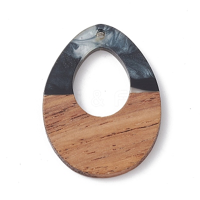 Pearlized Resin & Walnut Wood Pendants WOOD-C016-01E-1