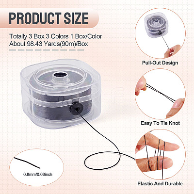 3 Boxes 3 Colors Flat Elastic Crystal String EW-TA0001-12C-1