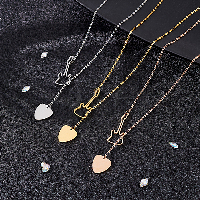 3Pcs 3 Colors Stainless Steel Lariat Necklaces Set NJEW-AN0001-65-1