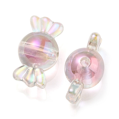 UV Plating Rainbow Iridescent Acrylic Beads PACR-E001-01G-1