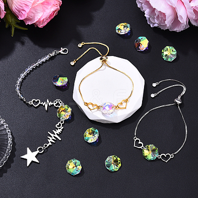 Electroplated Glass Connector Charms EGLA-YW0003-02-1