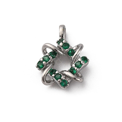 Brass Micro Pave Cubic Zirconia Pendants KK-Q070-01F-P-1