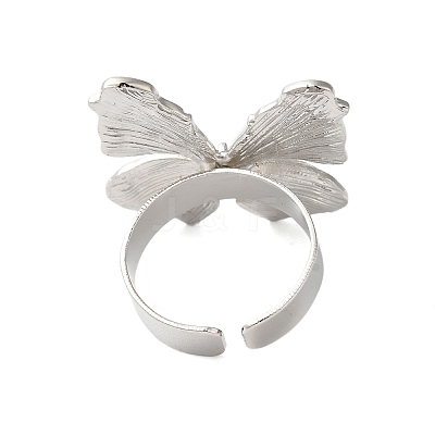Butterfly Alloy Open Cuff Rings for Women RJEW-U006-06B-P-1