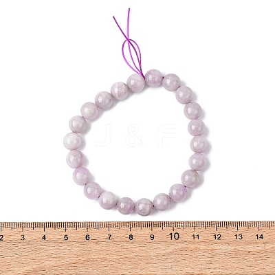 Natural Kunzite Round Beads Stretch Bracelets for Women Men BJEW-A149-01-1