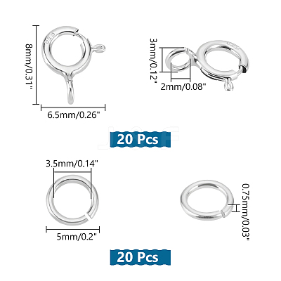 20Pcs 925 Sterling Silver Spring Ring Clasps STER-PH0001-33B-1
