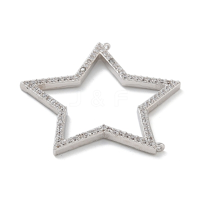 Rack Plating Brass Micro Pave Cubic Zirconia Connector Charms KK-G515-42P-01-1
