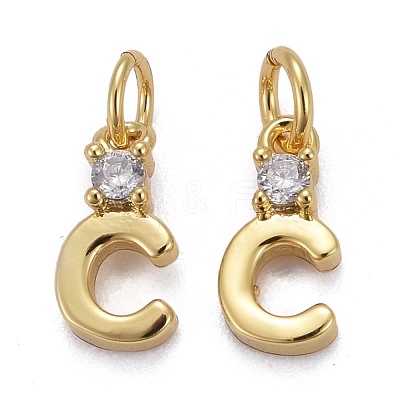 Brass Micro Pave Clear Cubic Zirconia Pendants ZIRC-Z011-35C-1