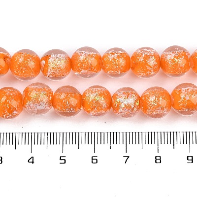 Handmade Gold Foil Lampwork Beads Strands LAMP-Q002-01F-1
