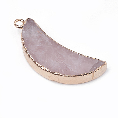 Electroplate Natural Rose Quartz Pendants X-G-S329-014C-1