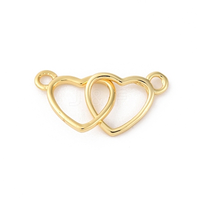 Brass Interlocking Heart Connector Charms KK-V016-10G-1