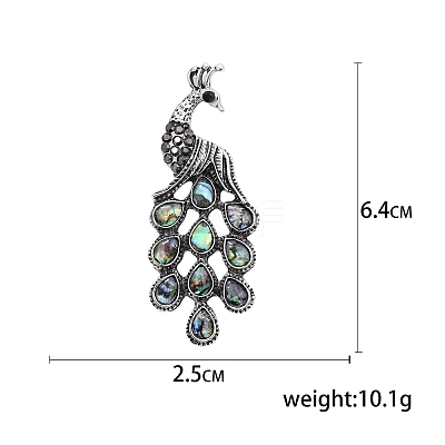 Personality Peacock Abalone Shell Brooch PW-WG0977F-01-1