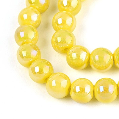Electroplate Opaque Glass Beads Strands GLAA-T032-P8mm-AB16-1