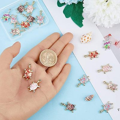 24Pcs 6 Colors Alloy Enamel Pendants FIND-FH0005-69-1
