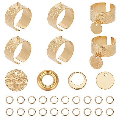 DIY Flat Round Charms Cuff Ring Making Kit DIY-DR0001-22G-1