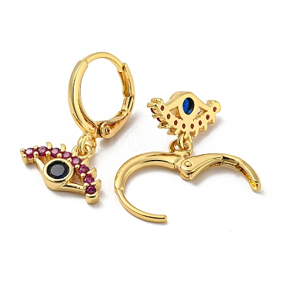 Real 18K Gold Plated Brass Dangle Leverback Earrings EJEW-A033-09G-01-1