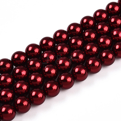 Baking Paint Pearlized Glass Pearl Bead Strands X-HY-N002-6mm-A13-1