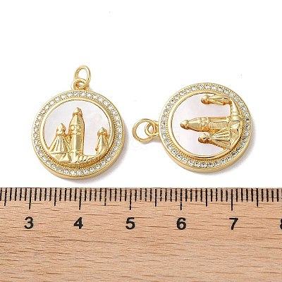 Brass Micro Pave Clear Cubic Zirconia Pendants KK-B083-20G-03-1