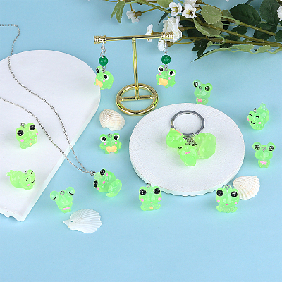 36Pcs 6 Styles Luminous Frog Resin Pendants RESI-SZ0003-50-1