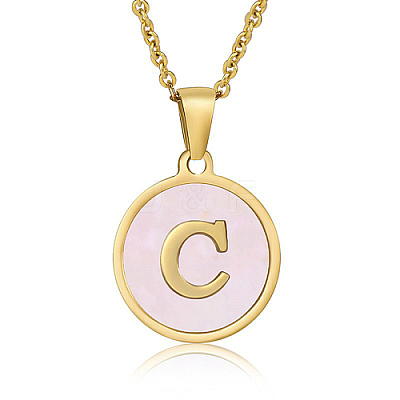 Natural Shell Initial Letter Pendant Necklace LE4192-5-1