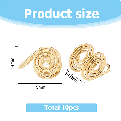 10Pcs Stainless Steel Spiral Pad Cuff Earrings EJEW-HS0001-03G-1