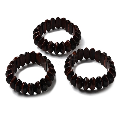 Bicone Natural Red Tiger Eye Beads Stretch Bracelets for Women Men BJEW-C097-05Q-1