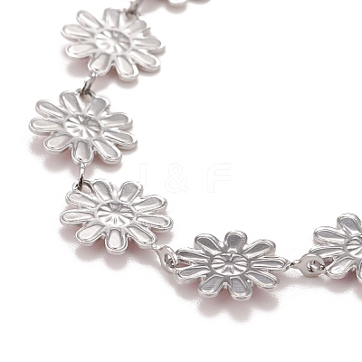 Enamel Daisy Link Chain Necklace NJEW-P220-01P-05-1