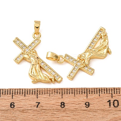 Brass Micro Pave Clear Cubic Zirconia Pendants CU-CBAF45D-01G-1