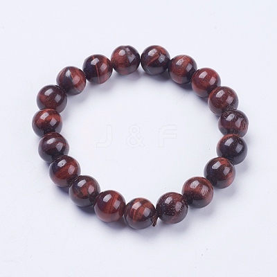 Natural Tiger Eye Beaded Stretch Bracelets BJEW-I253-10mm-13-1