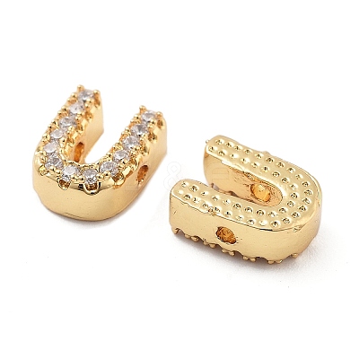 Rack Plating Brass Micro Pave Clear Cubic Zirconia Beads KK-G500-30G-U-1