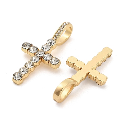 Rack Plating Alloy Pendants with Rhinestone PALLOY-Q005-02G-1