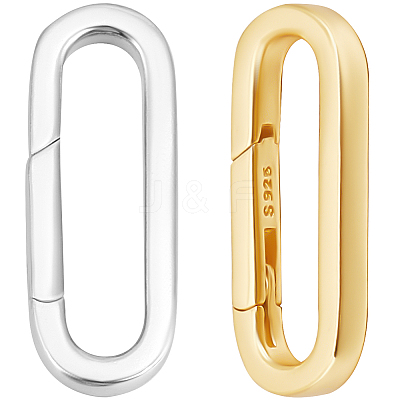 2Pcs 2 Colors 925 Sterling Silver Spring Gate Rings STER-BBC0008-02-1