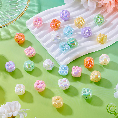 32Pcs 8 Colors UV Plating Opaque Acrylic Beads MACR-TA0002-63-1