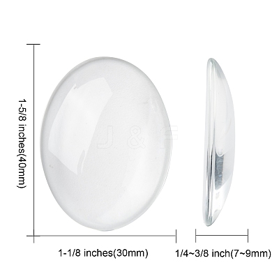 Transparent Oval Glass Cabochons GGLA-R022-40x30-1