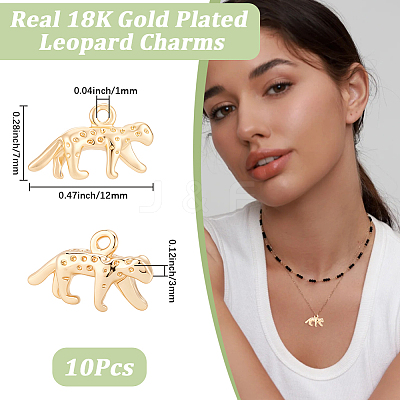 10Pcs Leopard Rack Plating Brass Charms KK-BBC0027-35-1