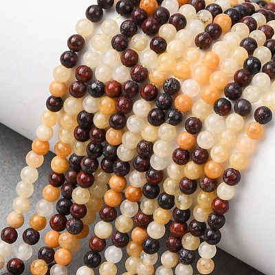Natural Red Bloodstone and Yellow Jade Beads Strands G-Z116-A17-3mm-1