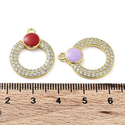 Brass Micro Pave Clear Cubic Zirconia Pendants KK-F871-15G-1