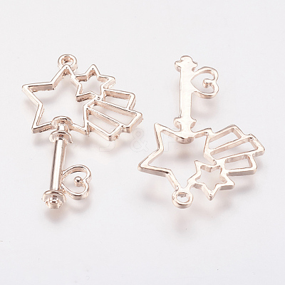 Long-Lasting Plated Alloy Open Back Bezel Pendants PALLOY-P166-40RG-A-1