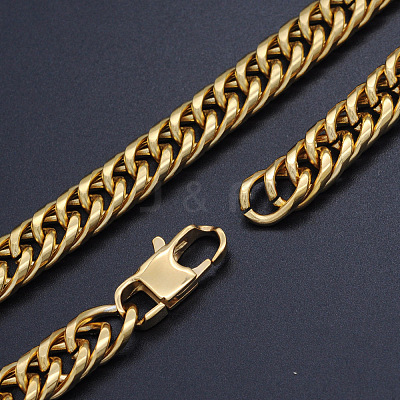 Men's 304 Stainless Steel Cuban Link Chain Bracelets BJEW-T015-01A-18-G-1