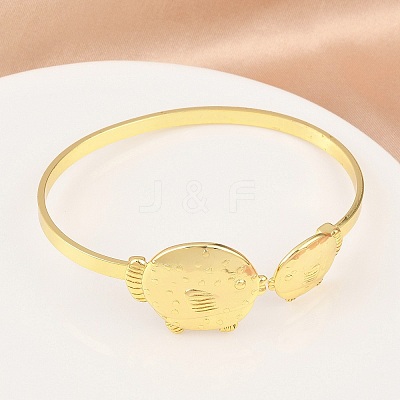 Marine Organism Brass Cuff Bangles for Women BJEW-D368-03B-G-1