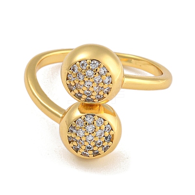 Brass Micro Pave Cubic Zirconia Cuff Rings RJEW-P127-07G-1