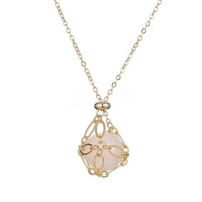 Natural Mixed Gemstone Round Pendant Necklaces NJEW-JN04565-1