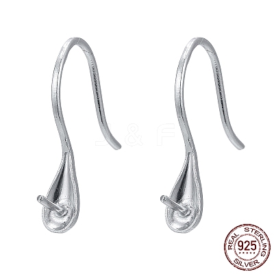 Anti-Tarnish Rhodium Plated 925 Sterling Silver Earring Hooks STER-E041-14P-1