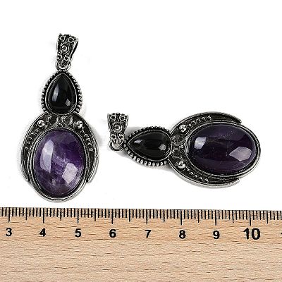 Natural Amethyst & Obsidian Pendants G-I370-08AS-06-1