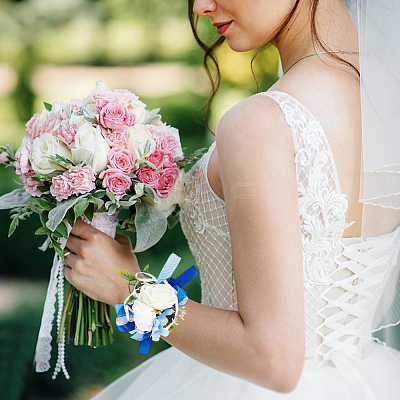 2Pcs Silk Cloth Wrist Corsage AJEW-CP0009-44-1
