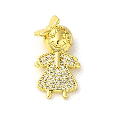 Rack Plating Brass Micro Pave CLear Cubic Zirconia Pendants KK-C053-06A-G-1