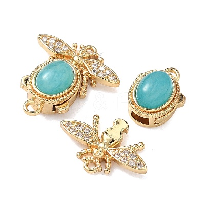 Brass Micro Pave Clear Cubic Zirconia Box Clasps KK-C075-43A-G-1