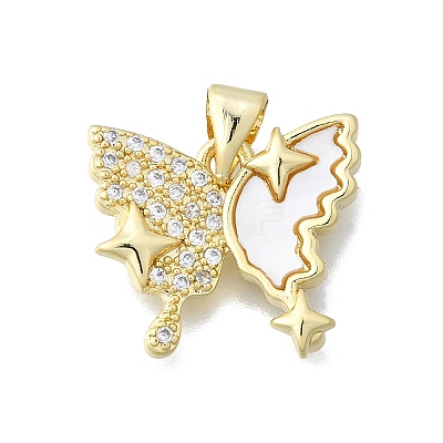 Brass Micro Pave Clear Cubic Zirconia Pendants KK-V010-14G-1