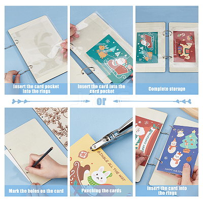 Wooden 2-Ring Loose Leaf Binder Postcard Phote Album Cover DIY-WH0547-234-1