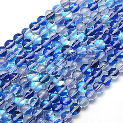 Synthetic Moonstone Beads Strands G-F143-6mm-06-1